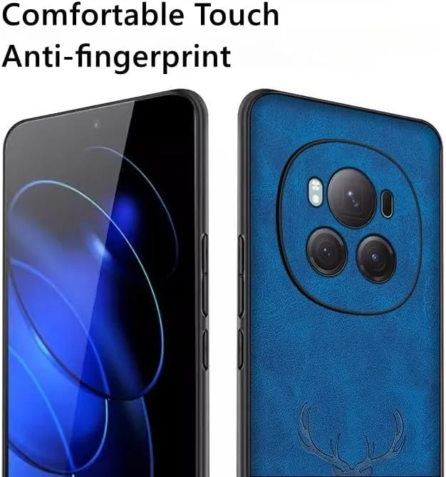 قاب محافظ گوشی آنر مجیک 6 پرو 5G، قاب پشتی چرمی طرح گوزن بسیار نازک، لبه سیلیکونی نرم ضد ضربه، محافظت کامل از بدنه، کاور پارچه ای شیک (خاکستری)