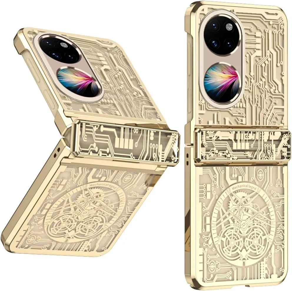 قاب محافظ لولایی گوشی هواوی P50 پاکت، پوشش سخت PC با طراحی شیک و آبکاری شده - طلایی قاب محافظ لولایی گوشی هواوی P50 پاکت، پوشش سخت PC با طراحی شیک و آبکاری شده - طلایی