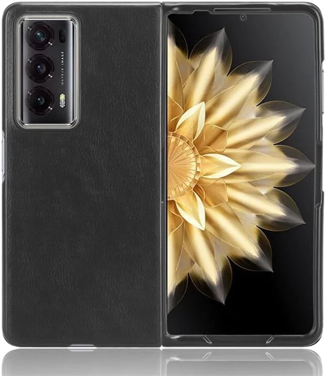 کاور محافظ چرمی Gruattreay سازگار با گوشی آنر Magic V2، کاور محافظ ضد ضربه پشتی فوق العاده باریک از جنس چرم PU یکپارچهسازی با سیستمعامل برای گوشی آنر Magic V2 (مشکی)