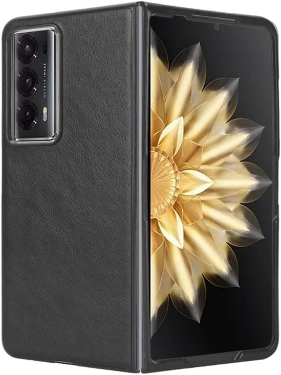 کاور محافظ چرمی Gruattreay سازگار با گوشی آنر Magic V2، کاور محافظ ضد ضربه پشتی فوق العاده باریک از جنس چرم PU یکپارچهسازی با سیستمعامل برای گوشی آنر Magic V2 (مشکی)