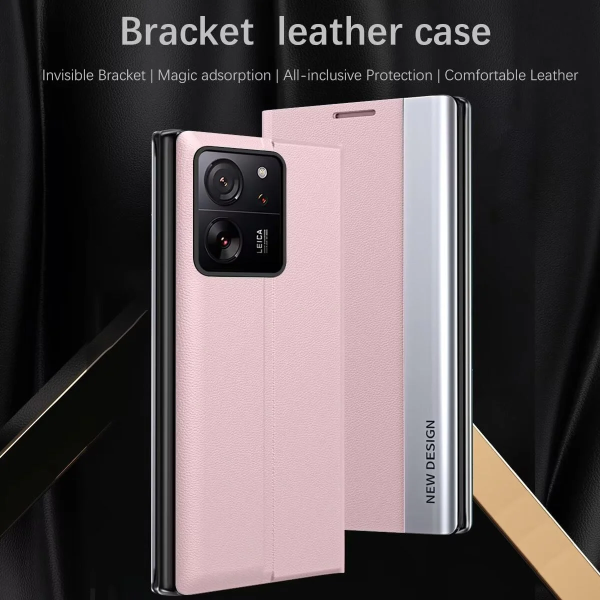 کیف چرمی تاشو FMPCUON با استند، مناسب برای گوشی موبایل هواوی P40، صورتی