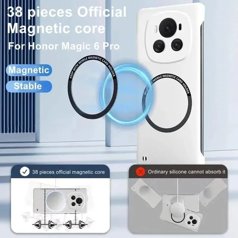 قاب محافظ گوشی موبایل گراتری سازگار با آنر مجیک 6 پرو، قاب مات و مینیمالیستی سازگار با مگ-سیف، قاب محافظ باریک، مقاوم در برابر سقوط و بدون حاشیه (مشکی)