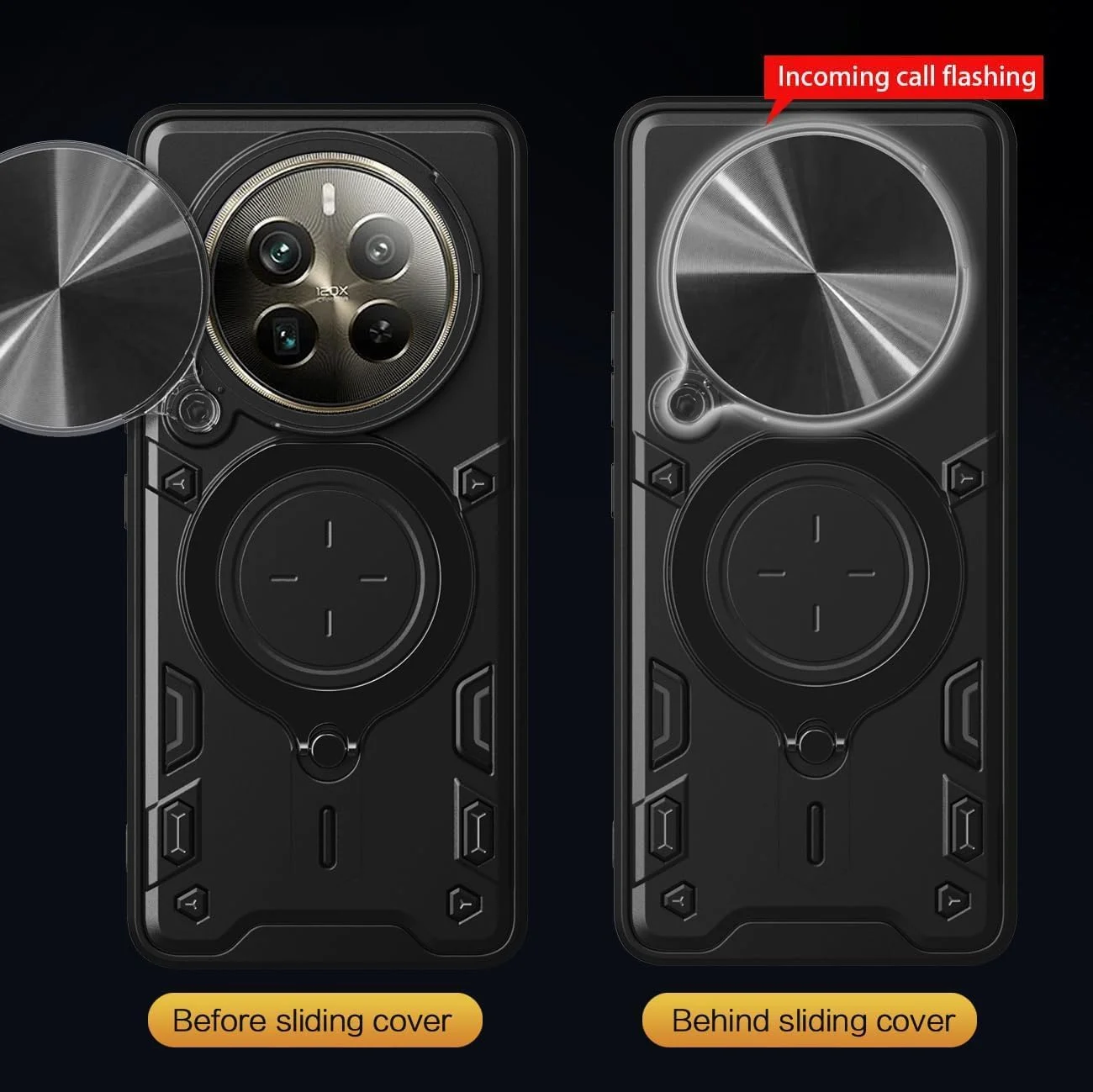 محافظ ضربه گیر سازگار با Honor X9C، سبک نظامی مقاوم در برابر سقوط با پوشش کشویی لنز و پایه چرخان 360 درجه، صفحه فلزی برای نگهدارنده مغناطیسی خودرو (آبی، 6.78 اینچ)