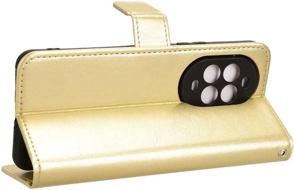 کیف محافظ گوشی موبایل سازگار با HUAWEI nova 13 Pro 5G. کیف چرمی طرح دار با جای کارت متحرک. کاور کیف پول دار برای HUAWEI nova 13 Pro 5G - طلایی