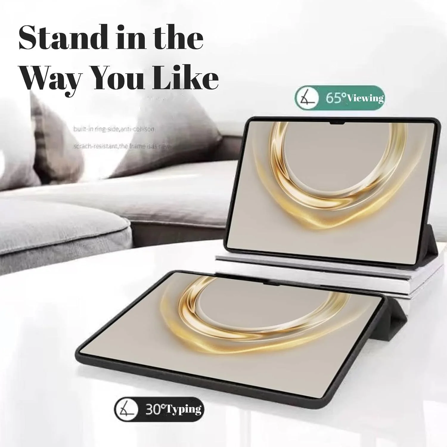 کاور سازگار با هوآوی Matepad Pro 13.2 اینچ 2025/2023، کاور سیلیکونی سه تایی باریک ضد ضربه لانه زنبوری TPU با استند بادوام و قابلیت بیدار/خواب خودکار (مشکی، هوآوی Matepad Pro 13.2)