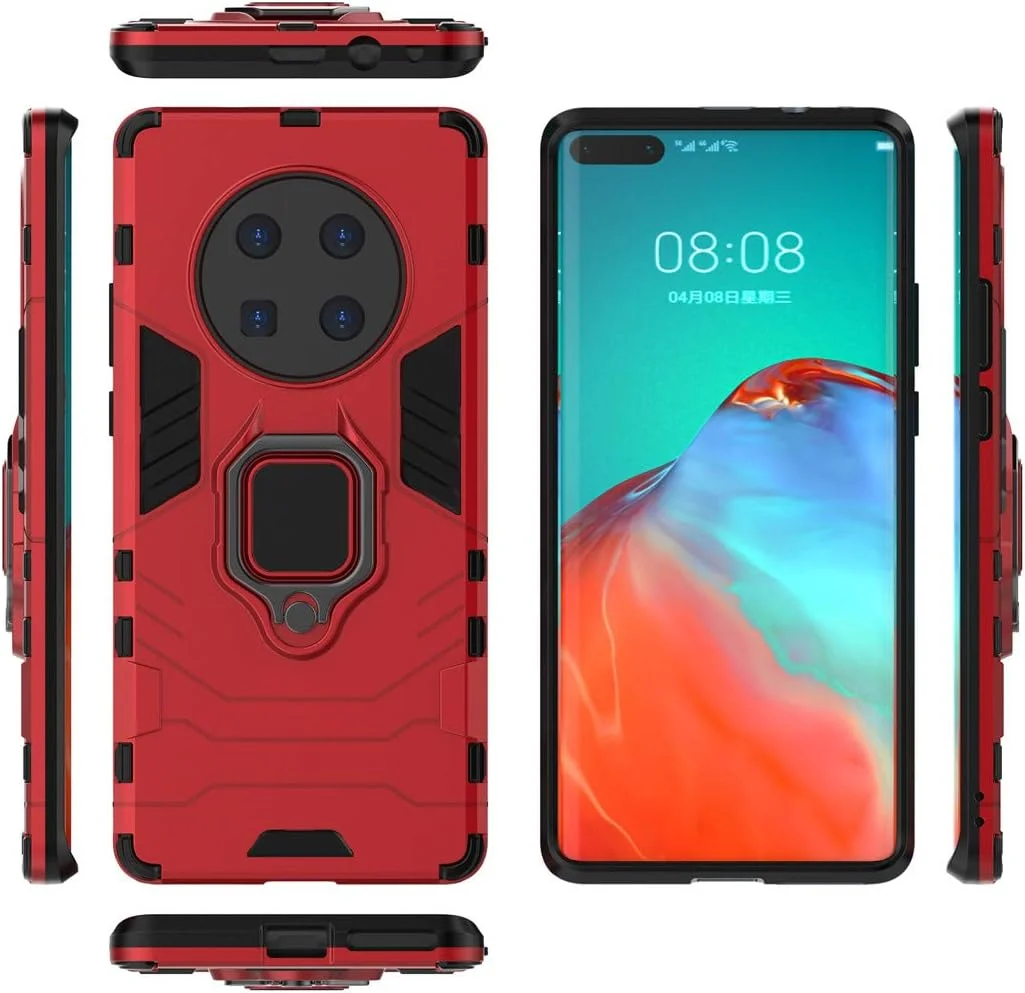 قاب محافظ گوشی هواوی میت 40 پرو مدل MaiJin، با حلقه فلزی و استند، دولایه و مقاوم (قرمز) قاب محافظ گوشی هواوی میت 40 پرو مدل MaiJin، با حلقه فلزی و استند، دولایه و مقاوم (قرمز)
