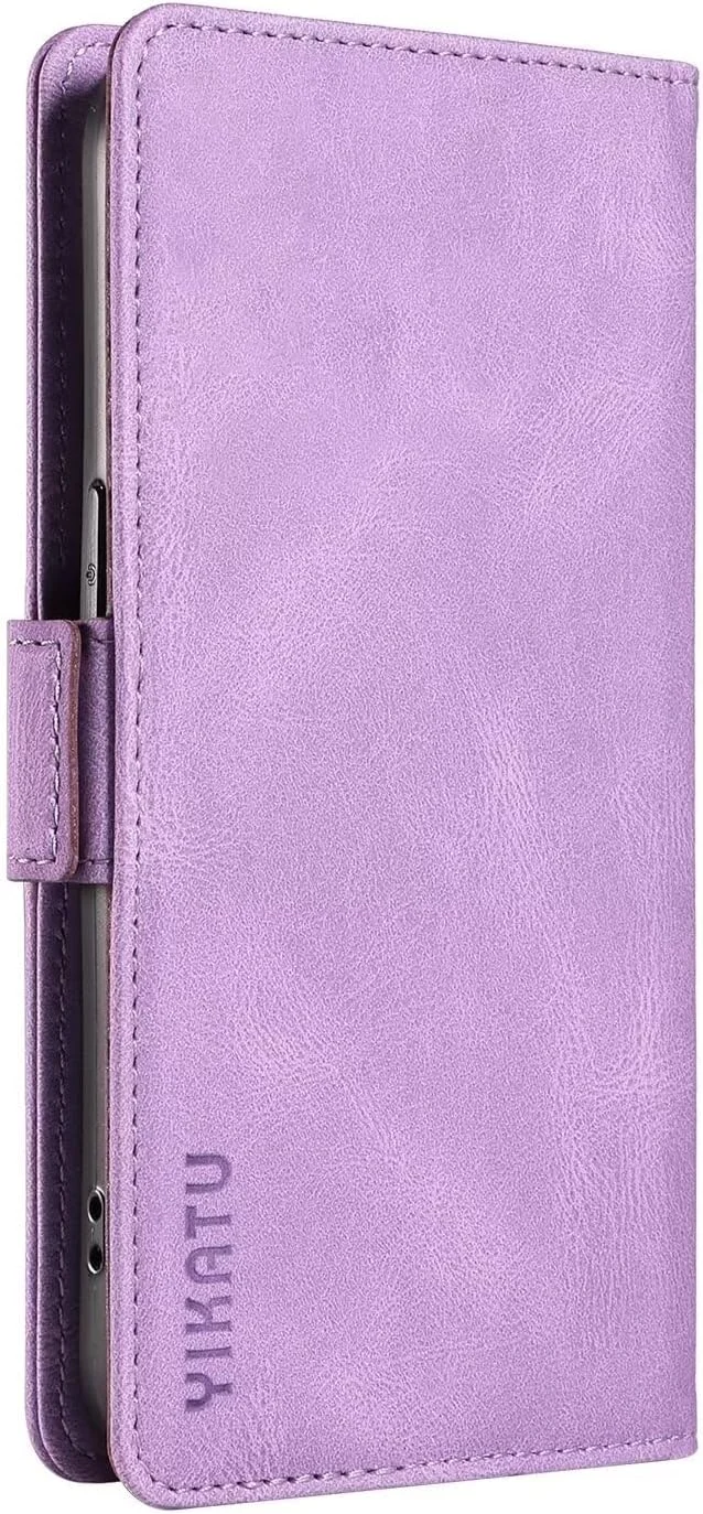 قاب محافظ گوشی هوآوی P30 لایت سازگار با کیف پول کارت دار، دارای پایه مغناطیسی و روکش چرمی تاشو مناسب بانوان و آقایان + 2 عدد محافظ صفحه نمایش - بنفش