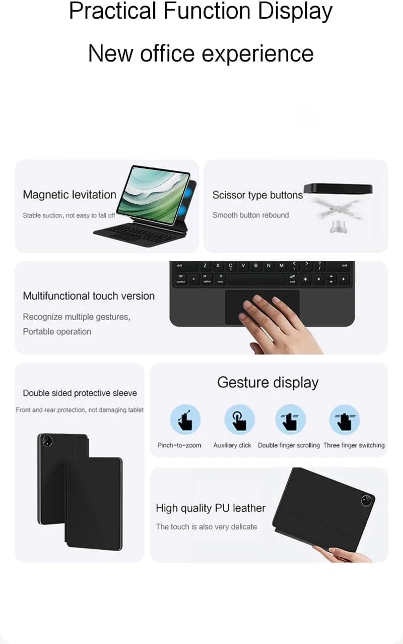 کاور کیبورد Gruattreay سازگار با هوآوی MatePad Pro 13.2 اینچ (2025)، کاور کیبورد لمسی مغناطیسی هوشمند، دارای پایه چند زاویه کاور کیبورد Gruattreay سازگار با هوآوی MatePad Pro 13.2 اینچ (2025)، کاور کیبورد لمسی مغناطیسی هوشمند، دارای پایه چند زاویه