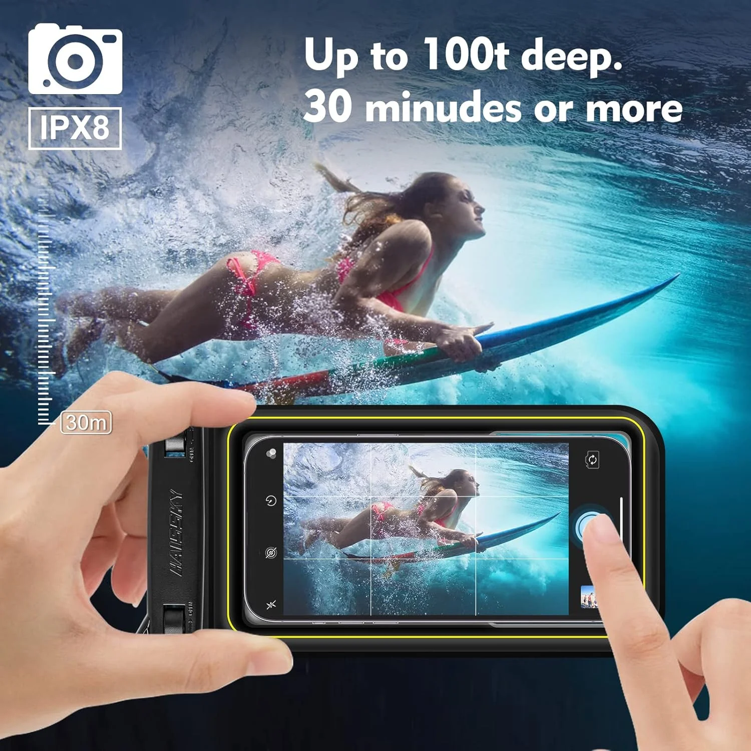 کیف ضد آب IPX8 شناور تا 6.8 اینچ مناسب شنا و غواصی برای آیفون 15 14 13 12 سامسونگ هواوی کیف ضد آب IPX8 شناور تا 6.8 اینچ مناسب شنا و غواصی برای آیفون 15 14 13 12 سامسونگ هواوی