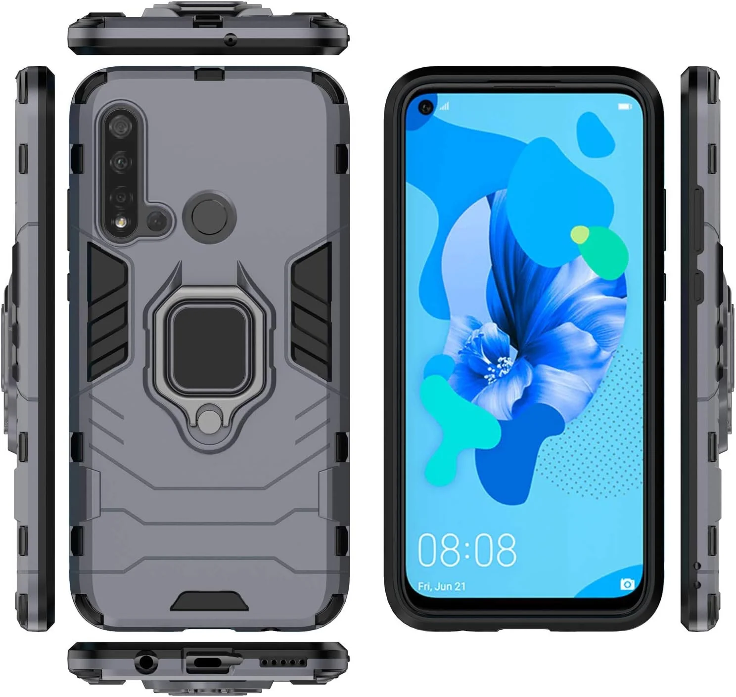 قاب محافظ گوشی هواوی P20 Lite (2019) و نوا 5i، دارای حلقه فلزی، استند، ضد ضربه، بامپر سخت، دو لایه، مقاوم (آبی تیره) قاب محافظ گوشی هواوی P20 Lite (2019) و نوا 5i، دارای حلقه فلزی، استند، ضد ضربه، بامپر سخت، دو لایه، مقاوم (آبی تیره)