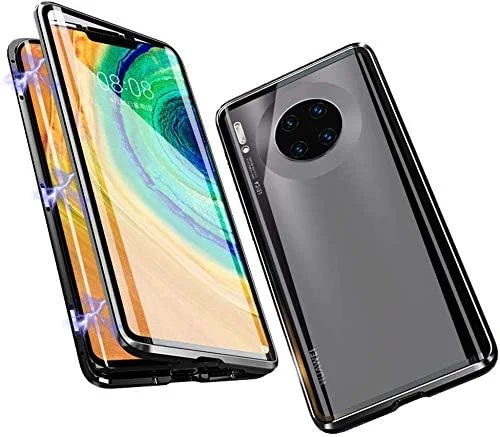 کاور محافظ گوشی هواوی میت 30 پرو، قاب پشتی آهنربایی با فریم فلزی و شیشه حرارت دیده شفاف، محافظت 360 درجه از جلو و پشت