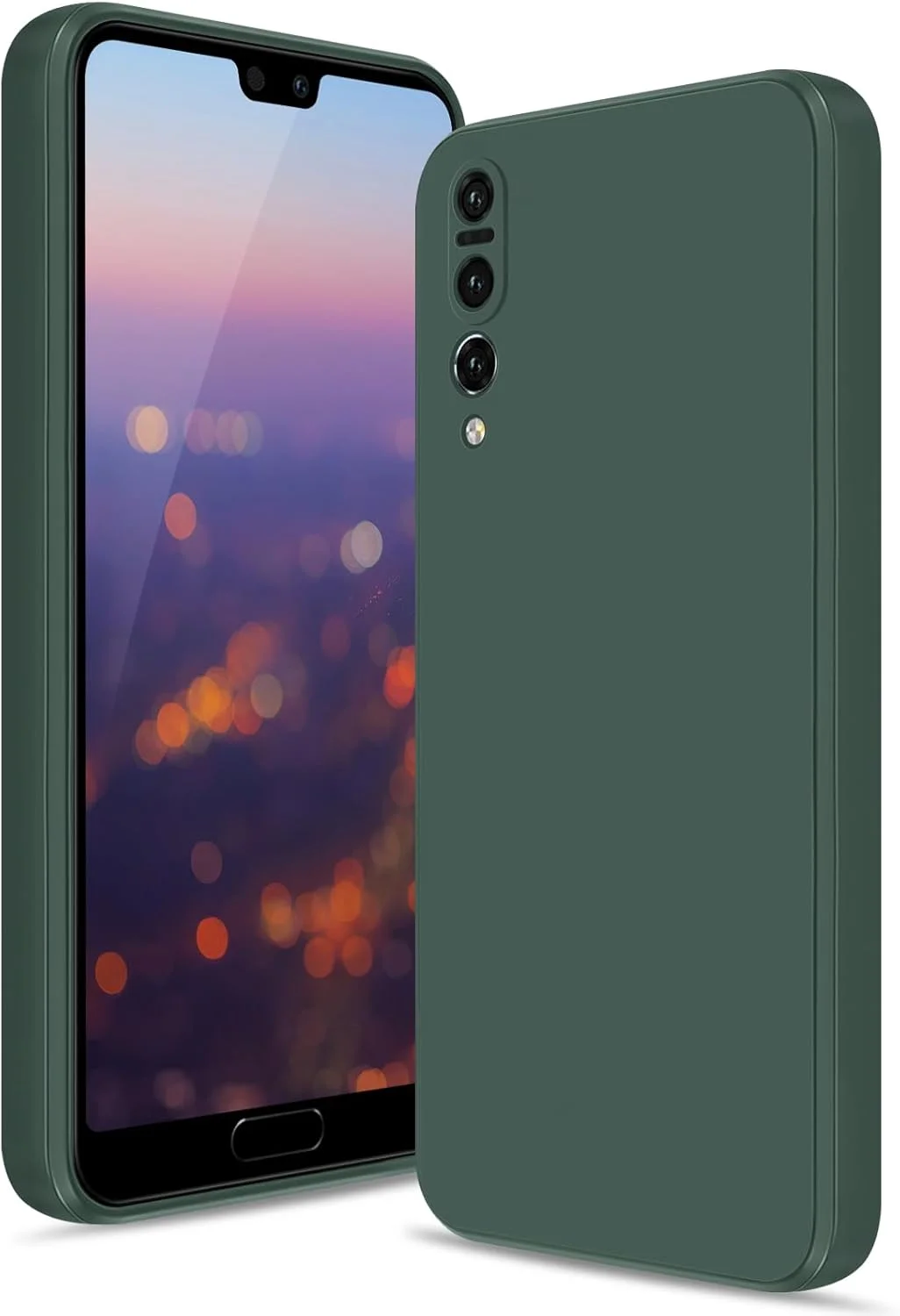 قاب سیلیکونی محافظ لنز دوربین برای هوآوی P20 پرو، پوشش محافظ ضد ضربه با آستر میکروفیبر - سبز