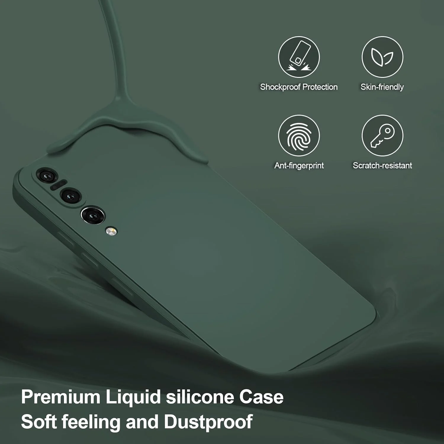 قاب سیلیکونی محافظ لنز دوربین برای هوآوی P20 پرو، پوشش محافظ ضد ضربه با آستر میکروفیبر - سبز