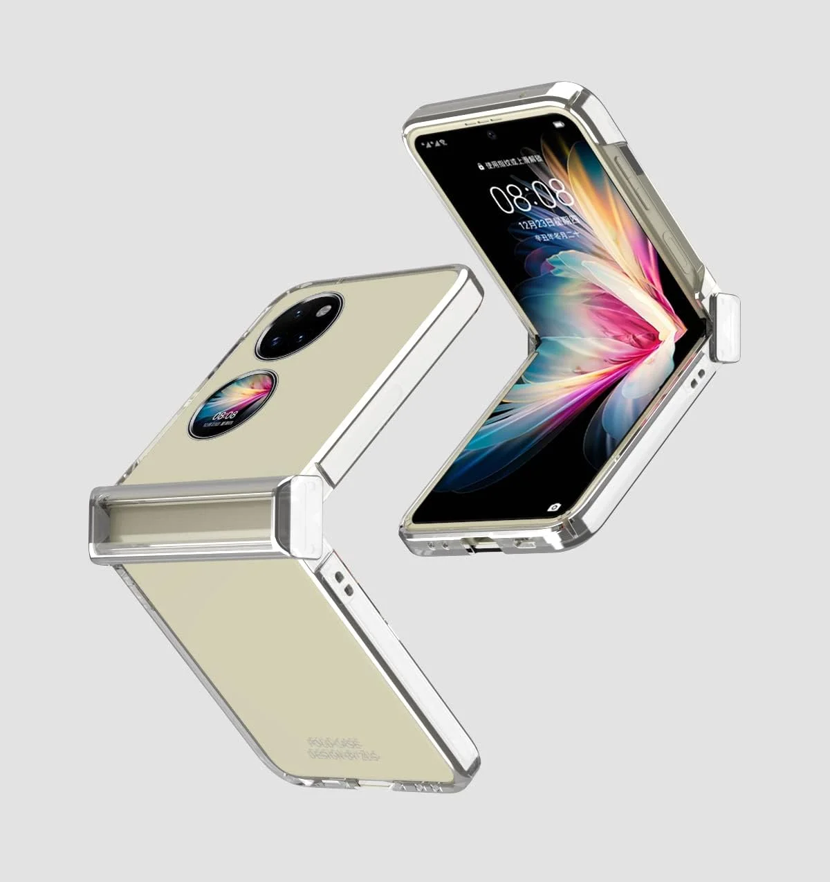 قاب محافظ گوشی هوآوی P50 Pocket، بامپر آبکاری شده باریک با محافظ لولا، کاور شفاف برای هوآوی P50 Pocket نقره ای قاب محافظ گوشی هوآوی P50 Pocket، بامپر آبکاری شده باریک با محافظ لولا، کاور شفاف برای هوآوی P50 Pocket نقره ای