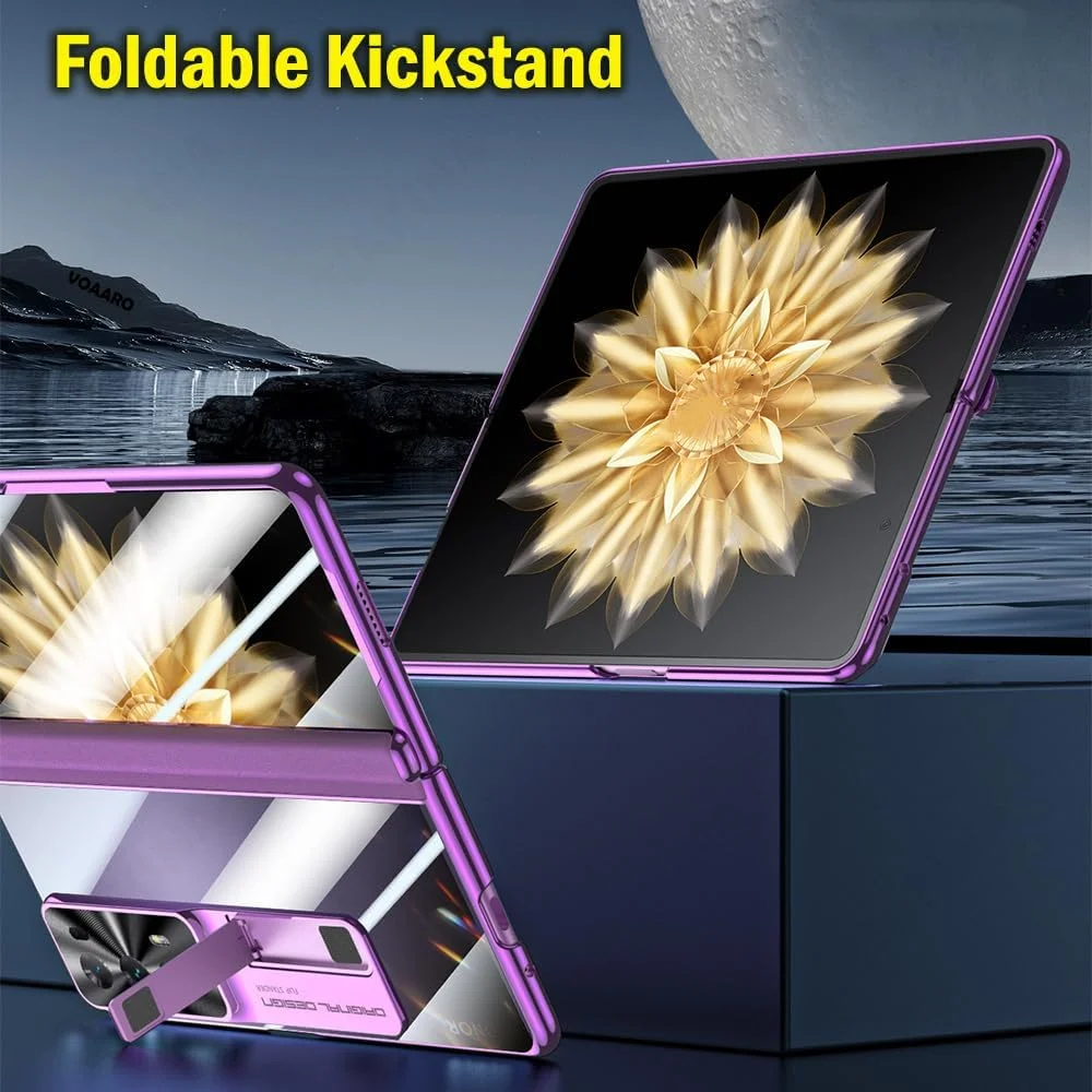 کاور محافظ گوشی آنر مجیک V2: کاور شیک و شفاف با روکش آبکاری شده و استند، محافظ لولا - ضد خش، کاور لوکس و زیبا برای آنر مجیک V2 2023 (مشکی) کاور محافظ گوشی آنر مجیک V2: کاور شیک و شفاف با روکش آبکاری شده و استند، محافظ لولا - ضد خش، کاور لوکس و زیبا برای آنر مجیک V2 2023 (مشکی)