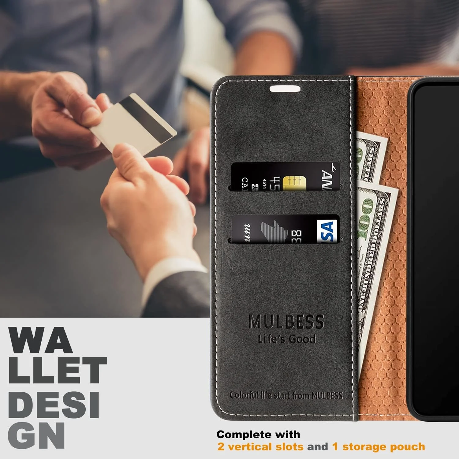 کیف پول چرمی تاشو شیک Mulbess برای گوشی Huawei P20 Lite، کاور گوشی Huawei P20 Lite، مشکی کیف پول چرمی تاشو شیک Mulbess برای گوشی Huawei P20 Lite، کاور گوشی Huawei P20 Lite، مشکی