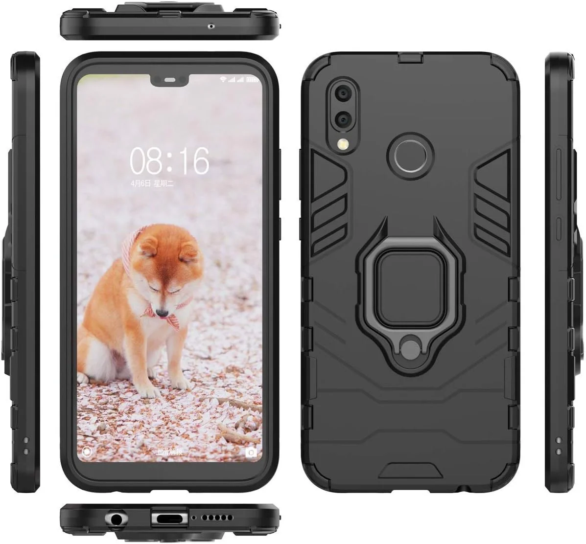 قاب محافظ دولایه مقاوم با حلقه فلزی و استند برای گوشی هوآوی P20 Lite و نوا 3e (مشکی) قاب محافظ دولایه مقاوم با حلقه فلزی و استند برای گوشی هوآوی P20 Lite و نوا 3e (مشکی)