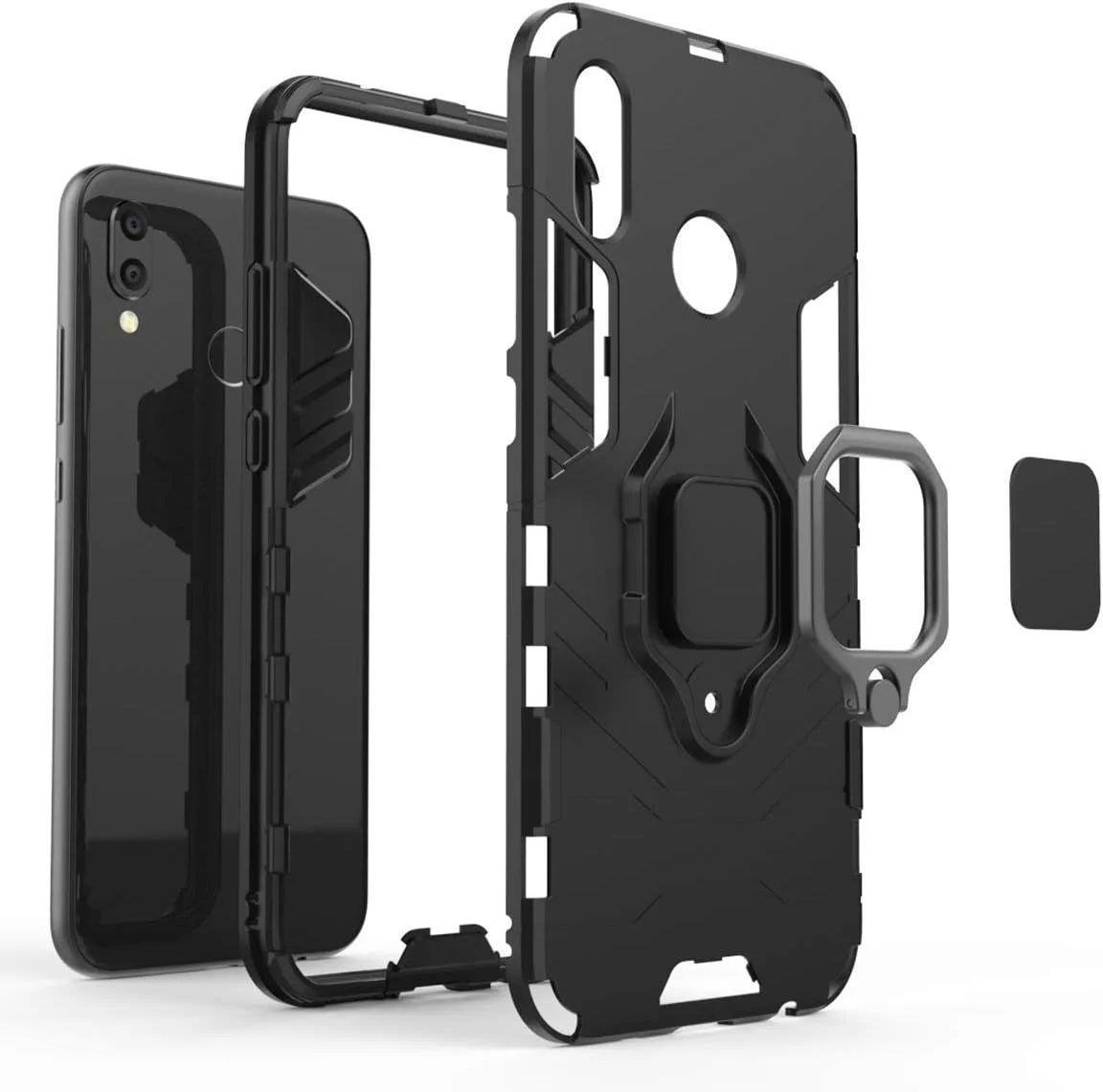 قاب محافظ دولایه مقاوم با حلقه فلزی و استند برای گوشی هوآوی P20 Lite و نوا 3e (مشکی) قاب محافظ دولایه مقاوم با حلقه فلزی و استند برای گوشی هوآوی P20 Lite و نوا 3e (مشکی)