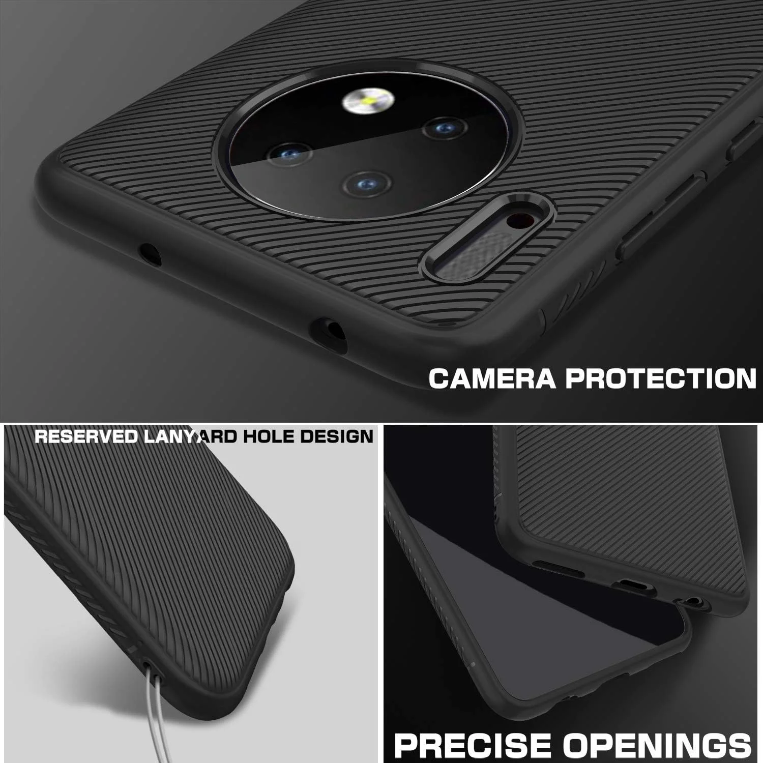 قاب گوشی هواوی میت 30 پرو، قاب محافظ باریک، نرم و ضد ضربه با سیلیکون TPU انعطاف پذیر و فیبر کربن برای هواوی میت 30 پرو (مشکی)