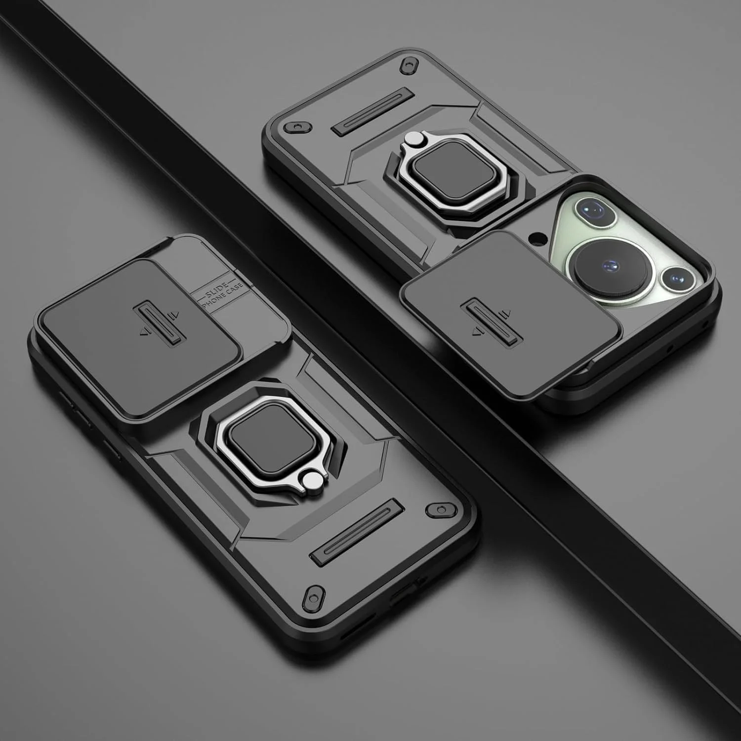 قاب محافظ گرآتری سازگار با هوآوی پورا 70 اولترا 6.8 اینچ، دارای پوشش کشویی دوربین، پایه فلزی 360 درجه، سازگار با هولدر مغناطیسی خودرو، کاور محافظ دو لایه ضد ضربه (مشکی) قاب محافظ گرآتری سازگار با هوآوی پورا 70 اولترا 6.8 اینچ، دارای پوشش کشویی دوربین، پایه فلزی 360 درجه، سازگار با هولدر مغناطیسی خودرو، کاور محافظ دو لایه ضد ضربه (مشکی)