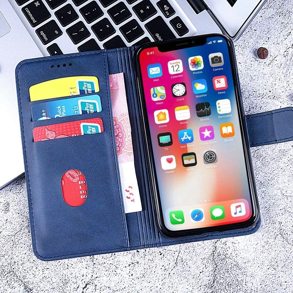 کاور گوشی برای هوآوی Enjoy 8 Plus، کیف پول چرمی تاشو با جای کارت، پایه نگهدارنده و بست مغناطیسی، کاور چرمی هوآوی Enjoy 8 Plus