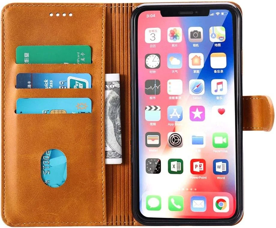 کیف محافظ گوشی هوآوی نوا 4، کیف پول چرمی تاشو با جای کارت، پایه نگهدارنده و بست مغناطیسی، روکش چرمی برای هوآوی نوا 4