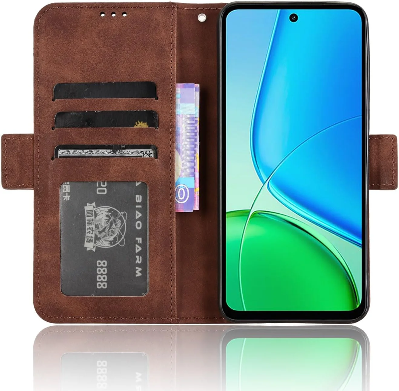 کاور سازگار با هوآوی P40 لایت 4G / نوا 6 SE / نوا 7i [دارای دو جای کارت][پایه تاشو][محافظ تلفن][قفل مغناطیسی] کیف پول قهوه ای