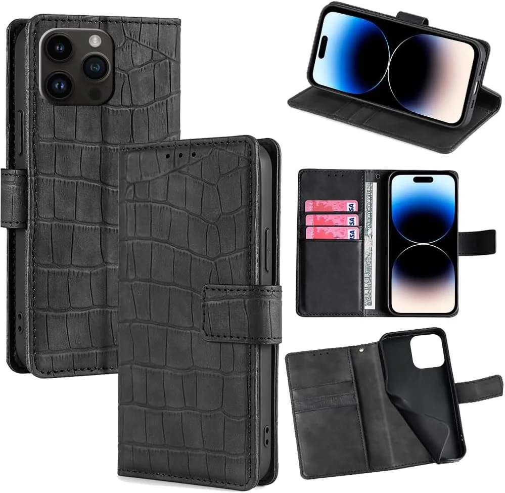 کاور سازگار با هوآوی نوا 4، دارای جای کارت، استند تاشو و قفل مغناطیسی، مشکی