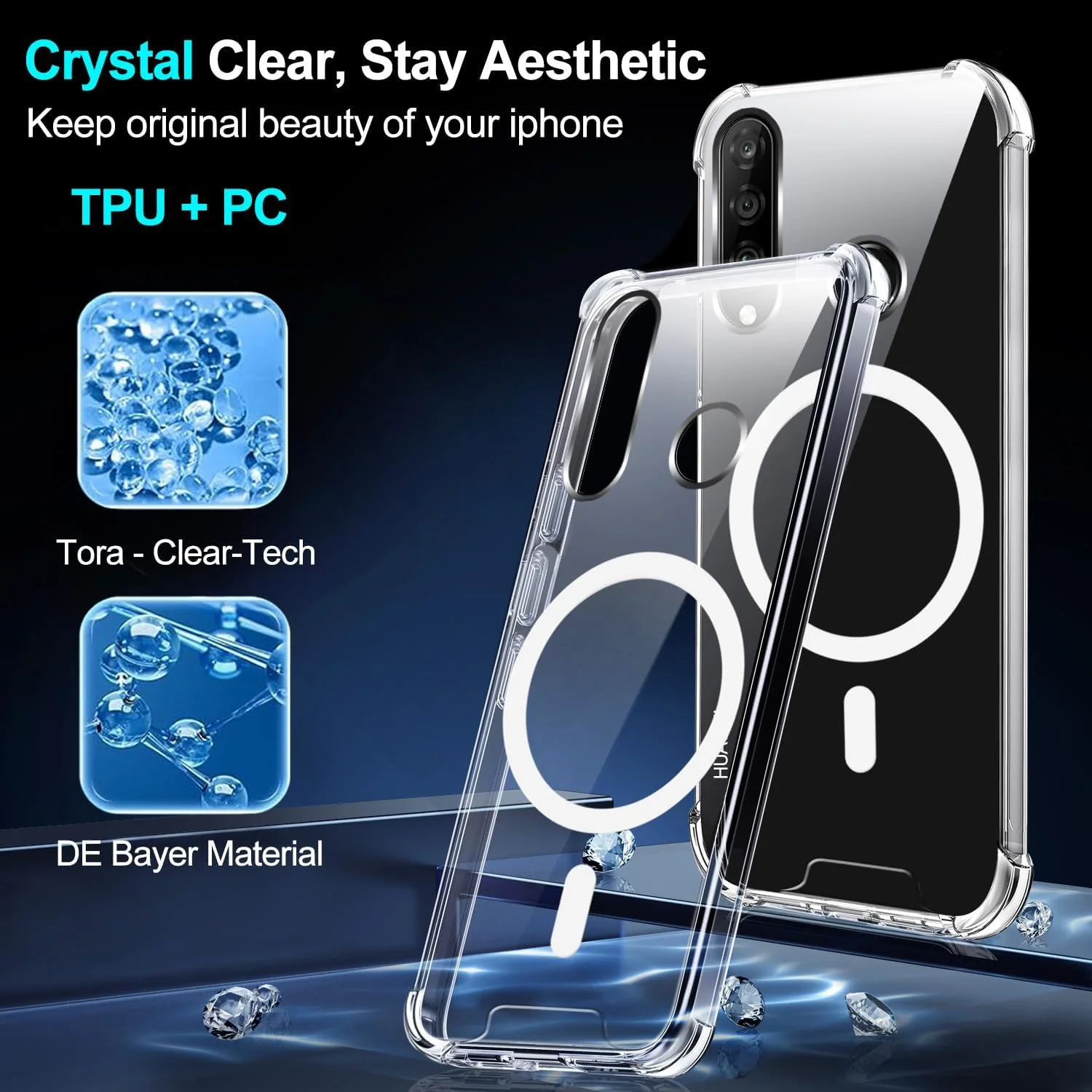 قاب گوشی مغناطیسی برای هوآوی P30 لایت، قاب محافظ ضد ضربه شفاف با سپر PC + TPU، قاب سیلیکونی نرم و باریک قاب گوشی مغناطیسی برای هوآوی P30 لایت، قاب محافظ ضد ضربه شفاف با سپر PC + TPU، قاب سیلیکونی نرم و باریک