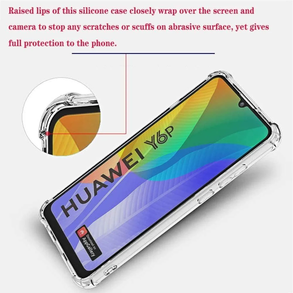 کاور محافظ گوشی هواوی Y6p 2020، ضربه گیر سیلیکونی نرم با بالشتک هوا، ضد خش، محافظ گوشه ها کاور محافظ گوشی هواوی Y6p 2020، ضربه گیر سیلیکونی نرم با بالشتک هوا، ضد خش، محافظ گوشه ها
