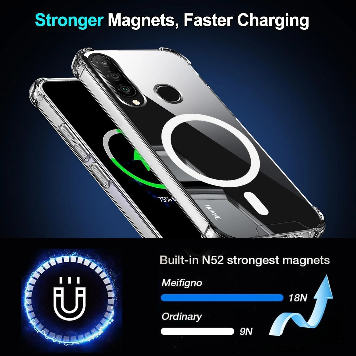 قاب گوشی مغناطیسی برای هوآوی P30 لایت، قاب محافظ ضد ضربه شفاف با سپر PC + TPU، قاب سیلیکونی نرم و باریک قاب گوشی مغناطیسی برای هوآوی P30 لایت، قاب محافظ ضد ضربه شفاف با سپر PC + TPU، قاب سیلیکونی نرم و باریک