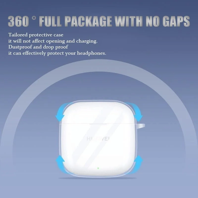 محافظ برای هدفون هوآوی FreeBuds SE2 / SE3، جنس TPU، پوشش کامل 360 درجه، ضد گرد و غبار و مقاوم در برابر افتادن با کارابین، محافظ شفاف (محافظ + طناب ضد گم شدن)