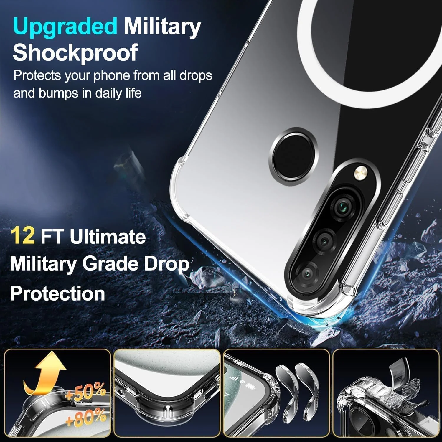 قاب گوشی مغناطیسی برای هوآوی P30 لایت، قاب محافظ ضد ضربه شفاف با سپر PC + TPU، قاب سیلیکونی نرم و باریک قاب گوشی مغناطیسی برای هوآوی P30 لایت، قاب محافظ ضد ضربه شفاف با سپر PC + TPU، قاب سیلیکونی نرم و باریک