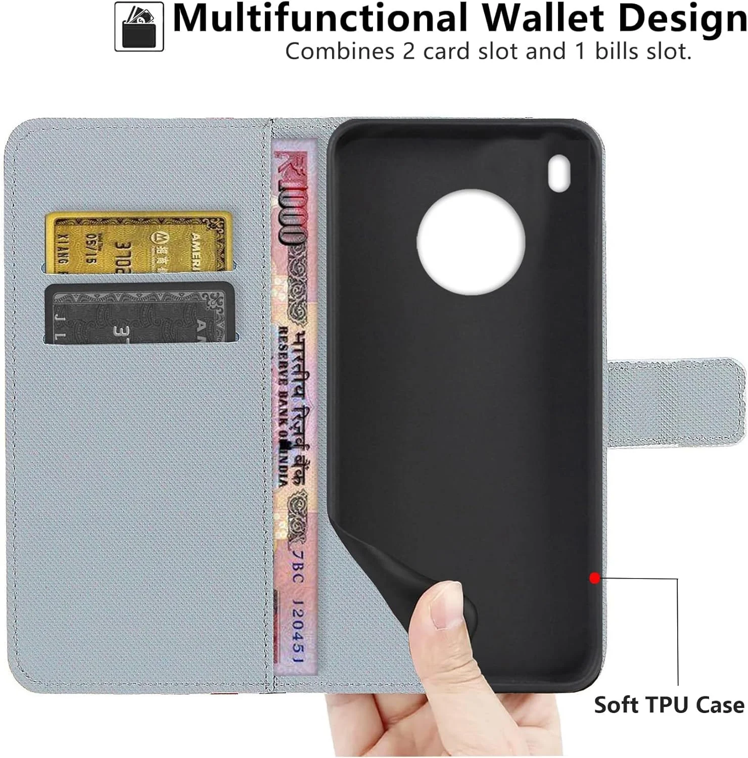 کیف چرمی SHIYENA برای هوآوی Y9A، کیف پول ضد ضربه با قابلیت تاشو، جای کارت مغناطیسی و پایه نگهدارنده