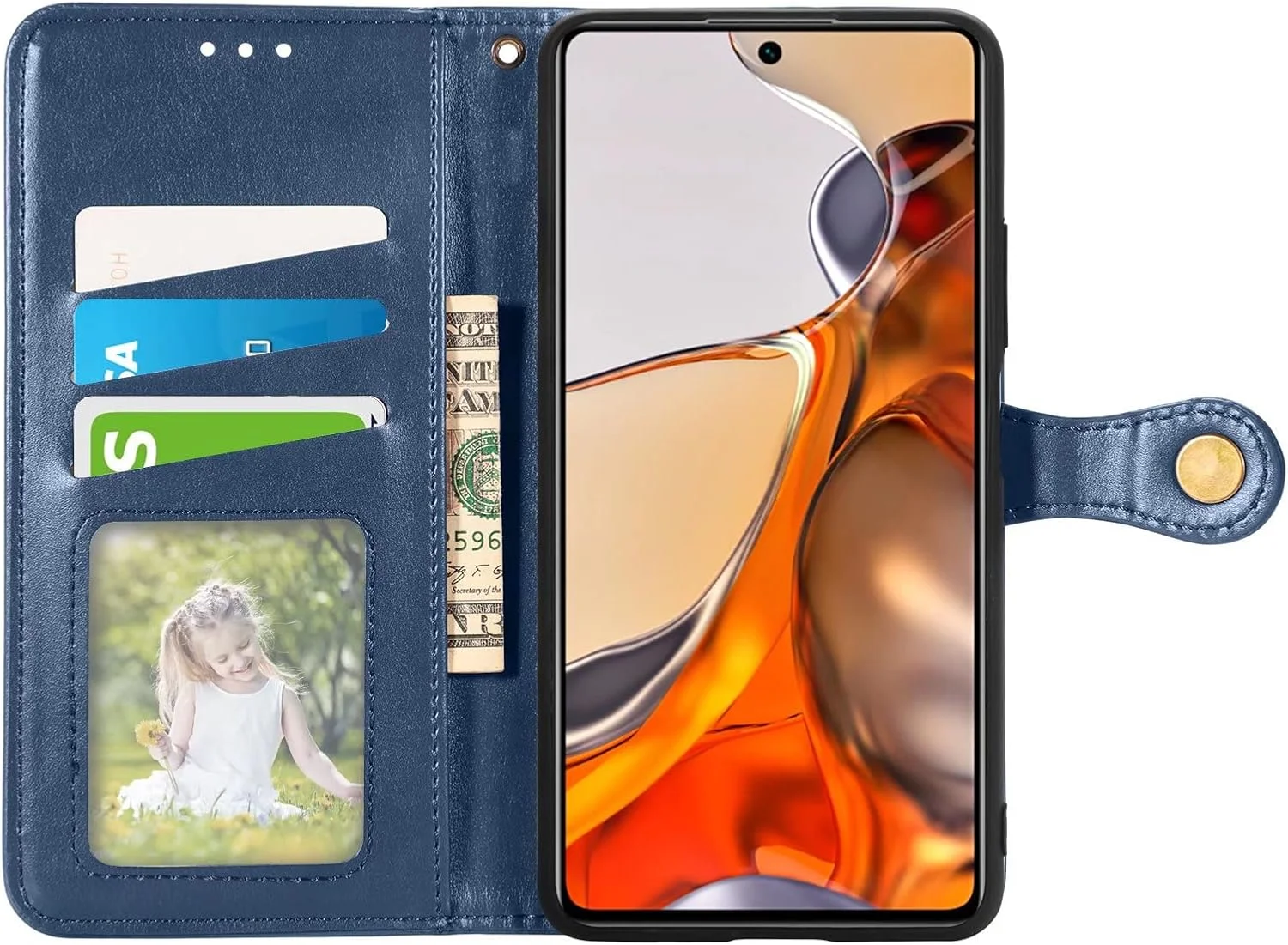 کاور گوشی RanTuo برای هوآوی نوا 10، دارای جای کارت، پایه نگهدارنده، TPU + چرم PU، کاور محافظ تاشو برای هوآوی نوا 10 (آبی)