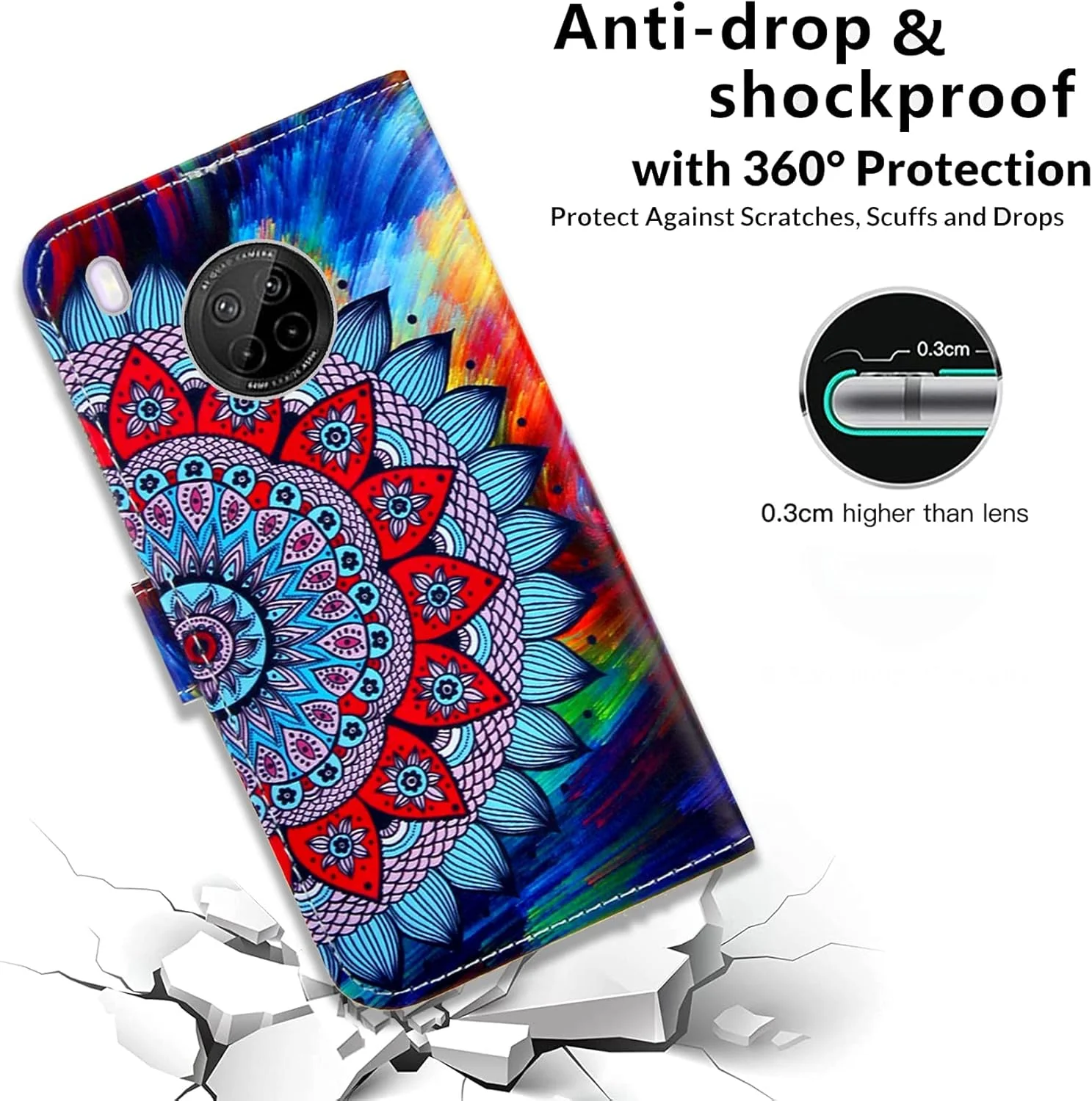 کیف چرمی SHIYENA برای هوآوی Y9A، کیف پول ضد ضربه با قابلیت تاشو، جای کارت مغناطیسی و پایه نگهدارنده