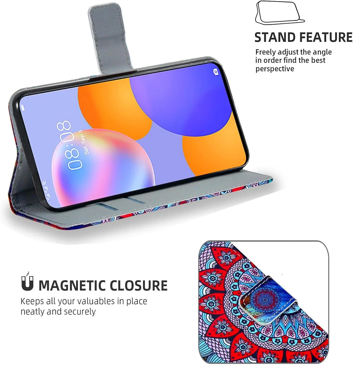 کیف چرمی SHIYENA برای هوآوی Y9A، کیف پول ضد ضربه با قابلیت تاشو، جای کارت مغناطیسی و پایه نگهدارنده