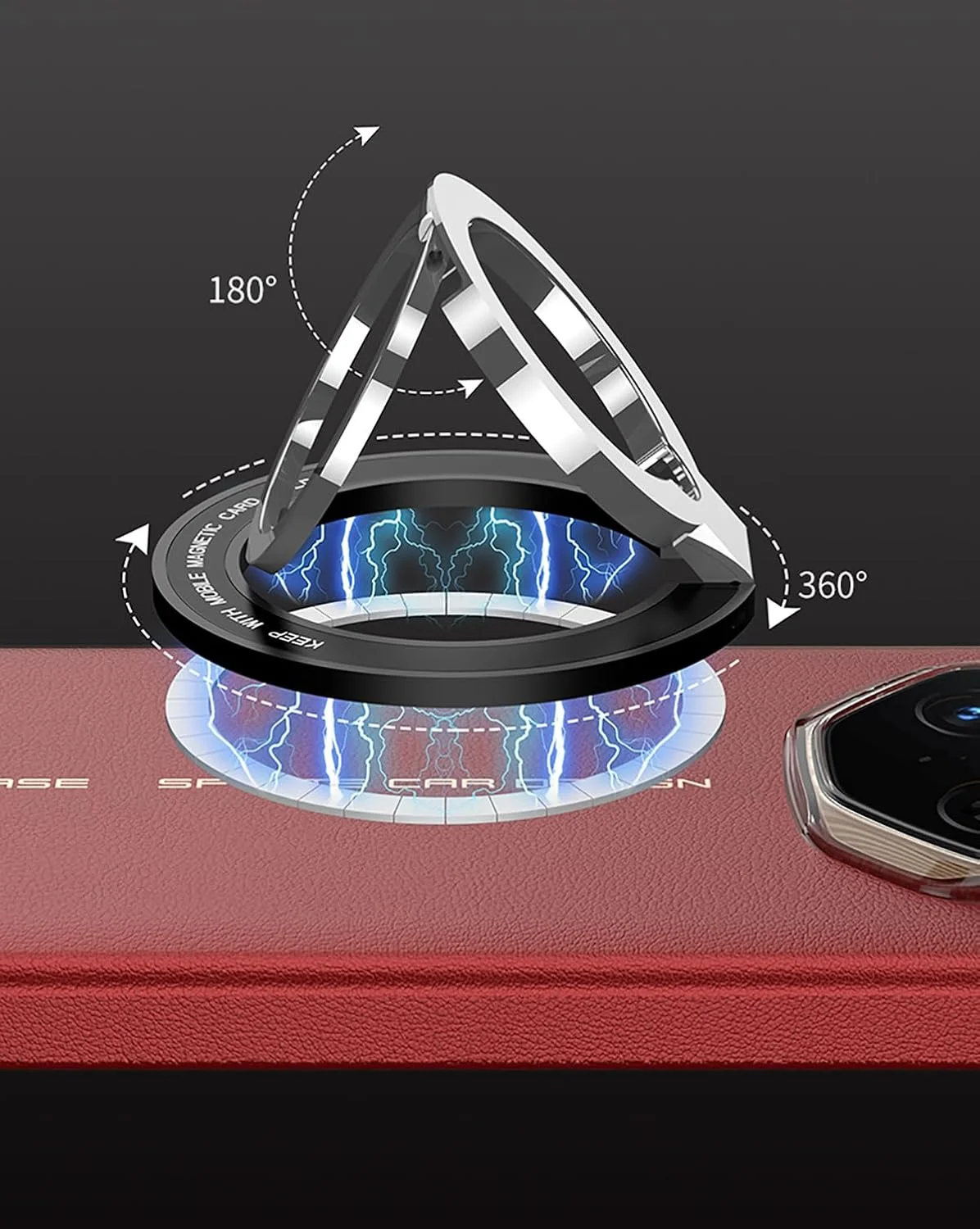 کیف چرمی تاشو Gruattreay سازگار با Huawei Mate XT Ultimate Design، [سازگار با Mag-Safe] [پنجره دید شفاف] با پایه حلقه ای تاشو برای Huawei Mate XT (مشکی)