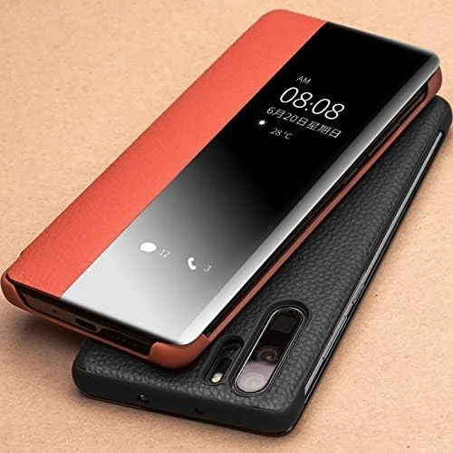 کاور چرمی هوشمند پنجره دار برای گوشی هواوی P30 Pro (مشکی)