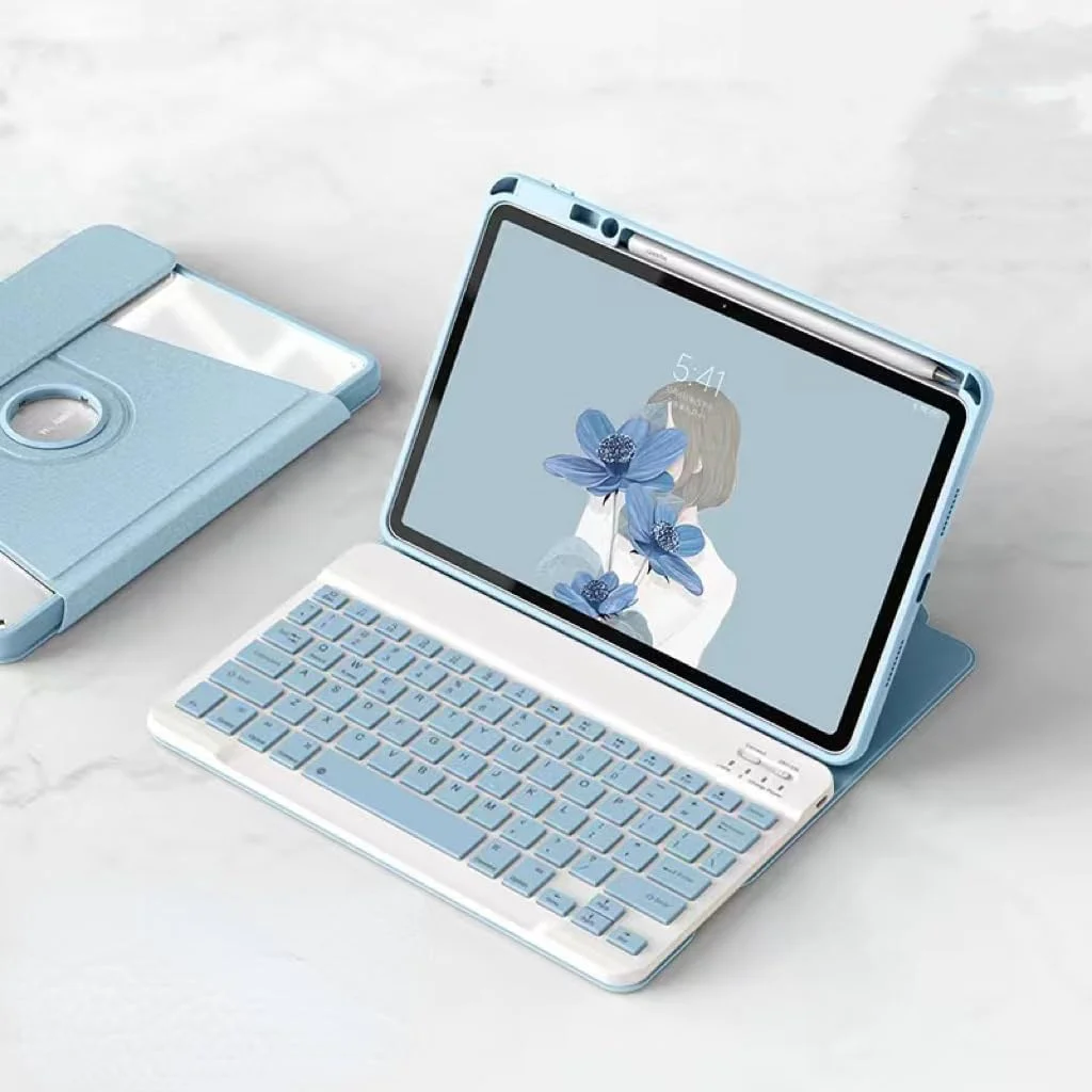 کیبورد چرخشی عربی و انگلیسی Gruattreay سازگار با هوآوی MatePad 11.5''S 2024، کاور مغناطیسی با جای قلم برای Matepad 11.5 S (آبی)