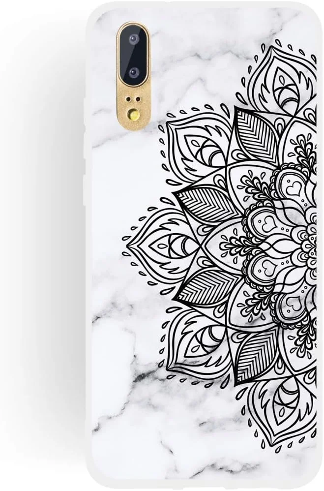 قاب گوشی نیمه گلدار مات نیمه شفاف TPU طرح مرمر برای هوآوی P20