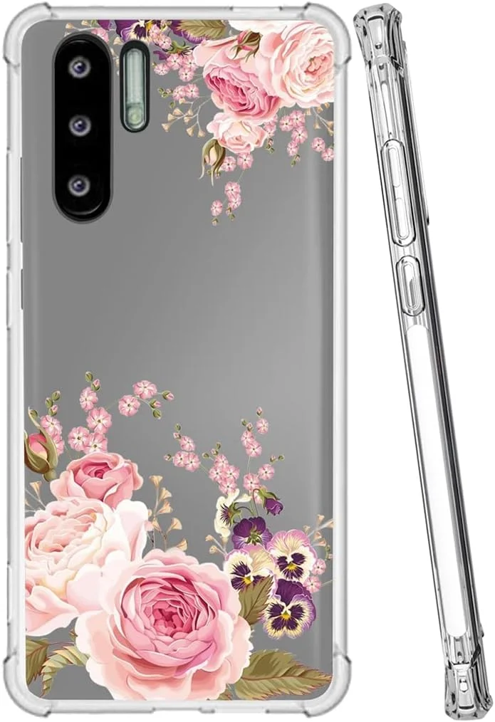 کاور محافظ گوشی موبایل یریبل مناسب برای هوآوی P30 پرو مدل VOG-L29 VOG-L04، کاور نرم سیلیکونی TPU با طرح گل رز