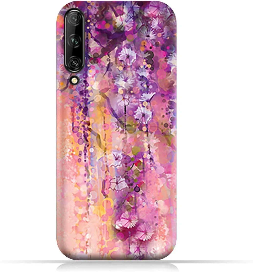 کاور سیلیکونی TPU گوشی هواوی Y9s با طرح گل های بنفش هنری