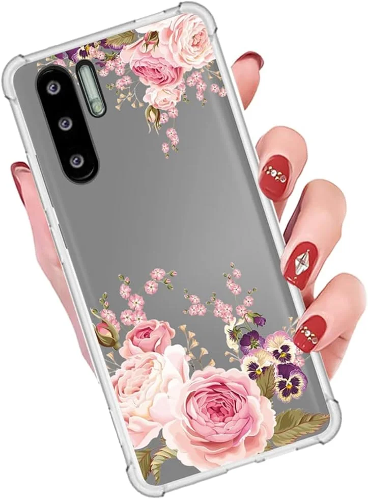 کاور محافظ گوشی موبایل یریبل مناسب برای هوآوی P30 پرو مدل VOG-L29 VOG-L04، کاور نرم سیلیکونی TPU با طرح گل رز