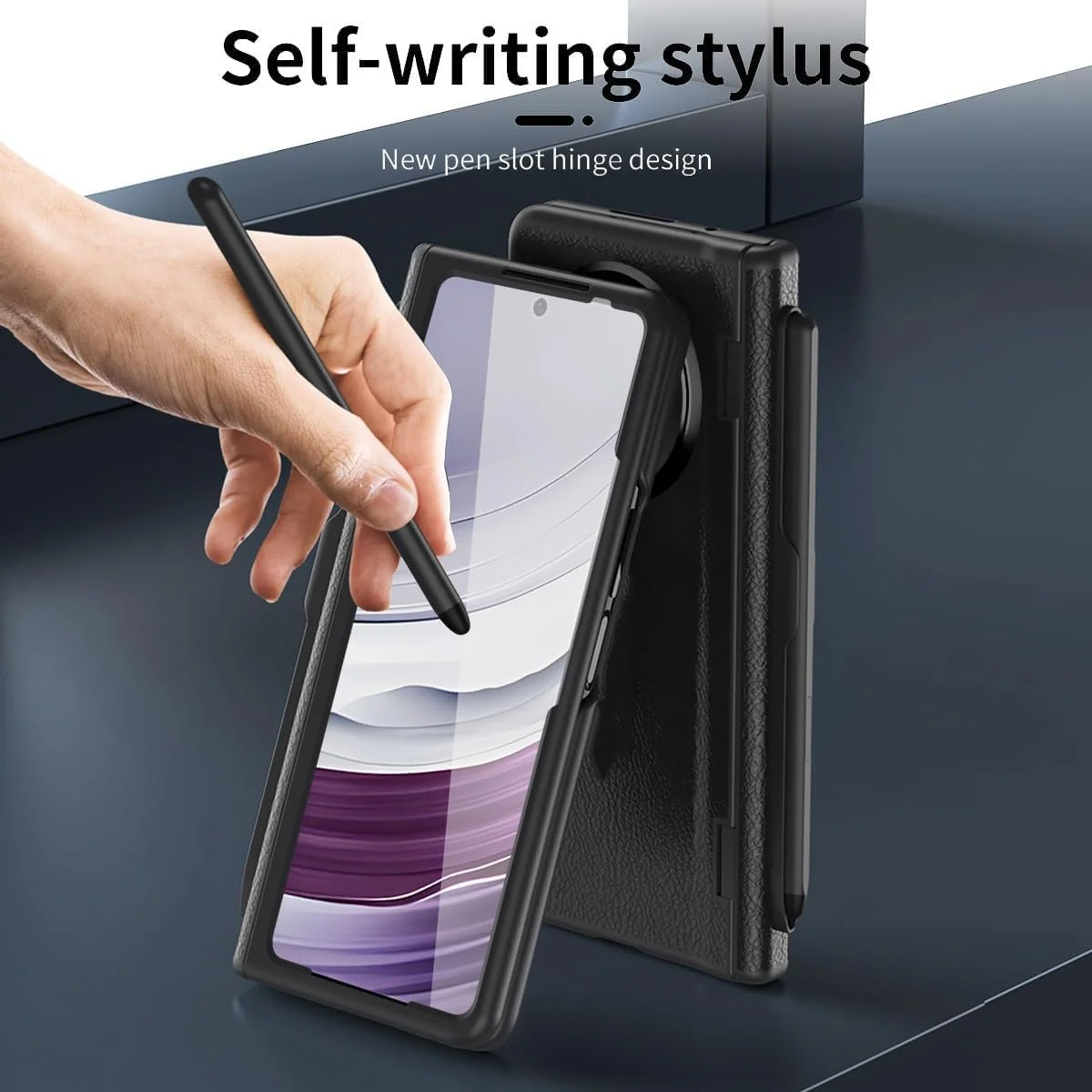 کاور محافظ گوشی هوآوی میت X3 به همراه قلم، کاور چرمی لوکس تاشو، ضد ضربه، محافظ کامل بدنه به همراه محافظ صفحه نمایش و استند (صورتی)