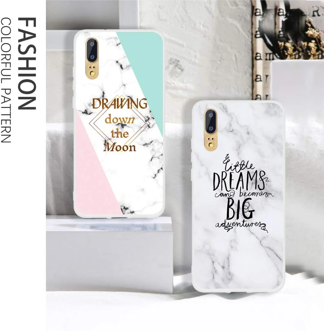 قاب گوشی موبایل طرح ماه و متن نیمه شفاف TPU Marble مناسب برای هوآوی P20 Lite