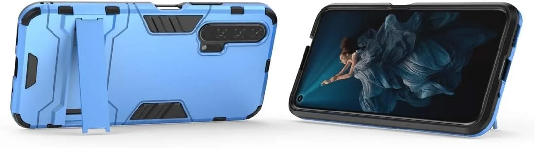 قاب گوشی کلاسیک برای هوآوی آنر 20 پرو، ضد ضربه PC + TPU، با هولدر و پوشش محافظ ضد خش (رنگ: آبی)