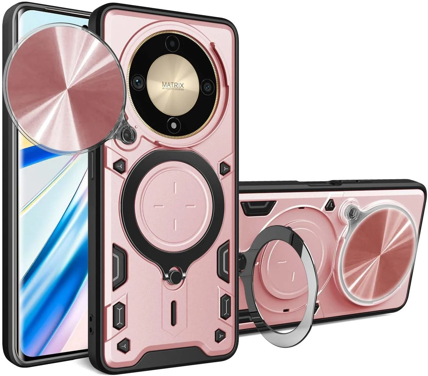 قاب محافظ گوشی هواوی آنر مجیک 6 لایت / مجیک 6 لایت مدل WBWONE، کاور TPU/PC ضد ضربه با حلقه نگهدارنده نامرئی و پوشش کشویی دوربین، رزگلد قاب محافظ گوشی هواوی آنر مجیک 6 لایت / مجیک 6 لایت مدل WBWONE، کاور TPU/PC ضد ضربه با حلقه نگهدارنده نامرئی و پوشش کشویی دوربین، رزگلد