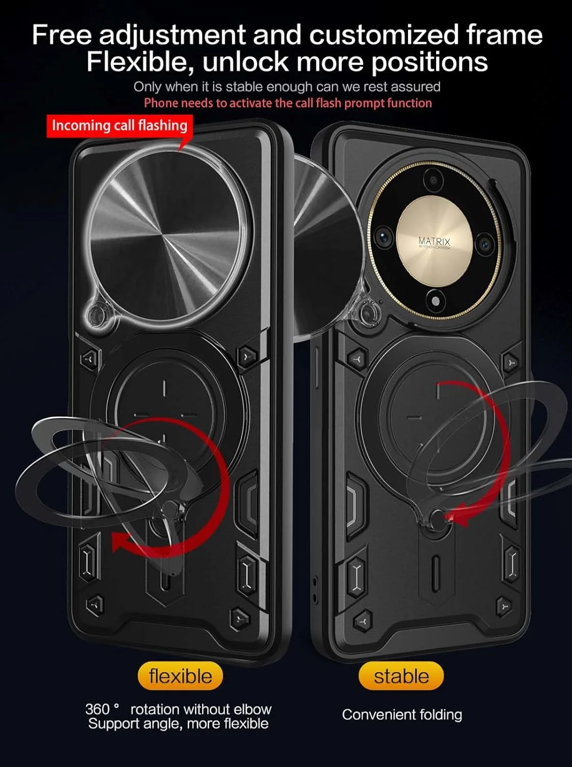 قاب محافظ گوشی هواوی آنر مجیک 6 لایت / مجیک 6 لایت مدل WBWONE، کاور TPU/PC ضد ضربه با حلقه نگهدارنده نامرئی و پوشش کشویی دوربین، رزگلد