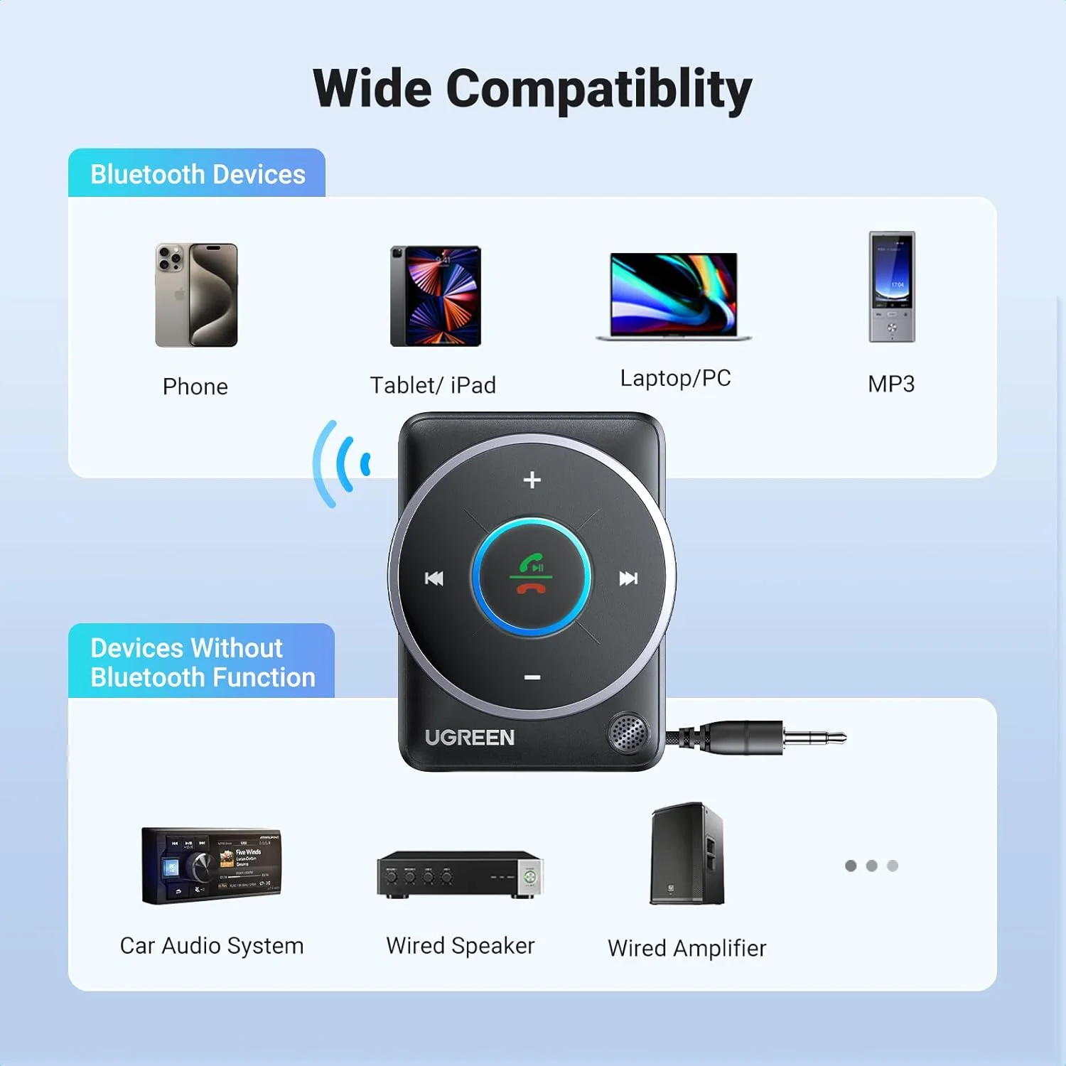 گیرنده بلوتوث 5.4 UGREEN، آداپتور بلوتوث Plug&Play برای خودرو، دانگل صوتی تلویزیون، تماس های هندزفری، پخش موسیقی برای استریو خودرو/استریو خانگی گیرنده بلوتوث 5.4 UGREEN، آداپتور بلوتوث Plug&Play برای خودرو، دانگل صوتی تلویزیون، تماس های هندزفری، پخش موسیقی برای استریو خودرو/استریو خانگی